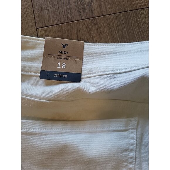 American Eagle Women's Shorts Stretch Raw Hem Size 18 White Low Rise NWT - Picture 6 of 8